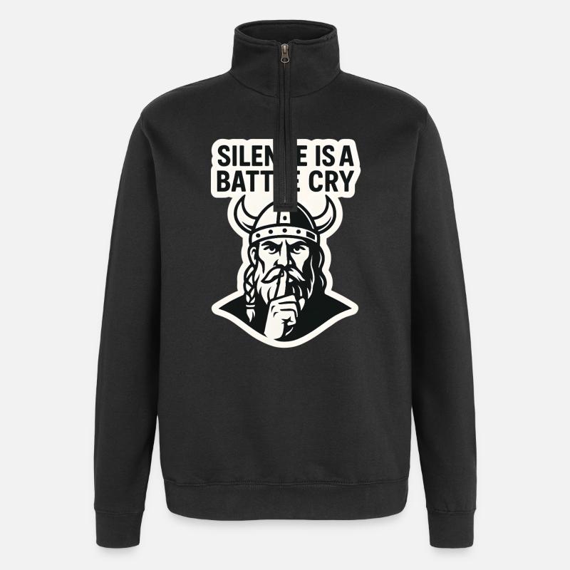 Viking Silence Battle Cry Design - Quarter-Zip Sweatshirt - black