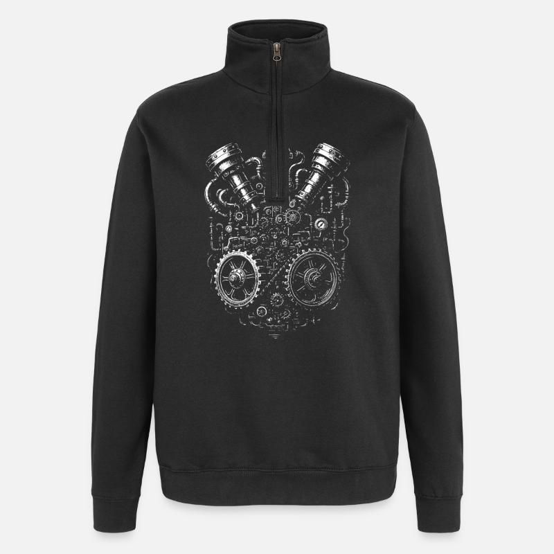 Steampunk Heart Gearwork - Quarter-Zip Sweatshirt - black