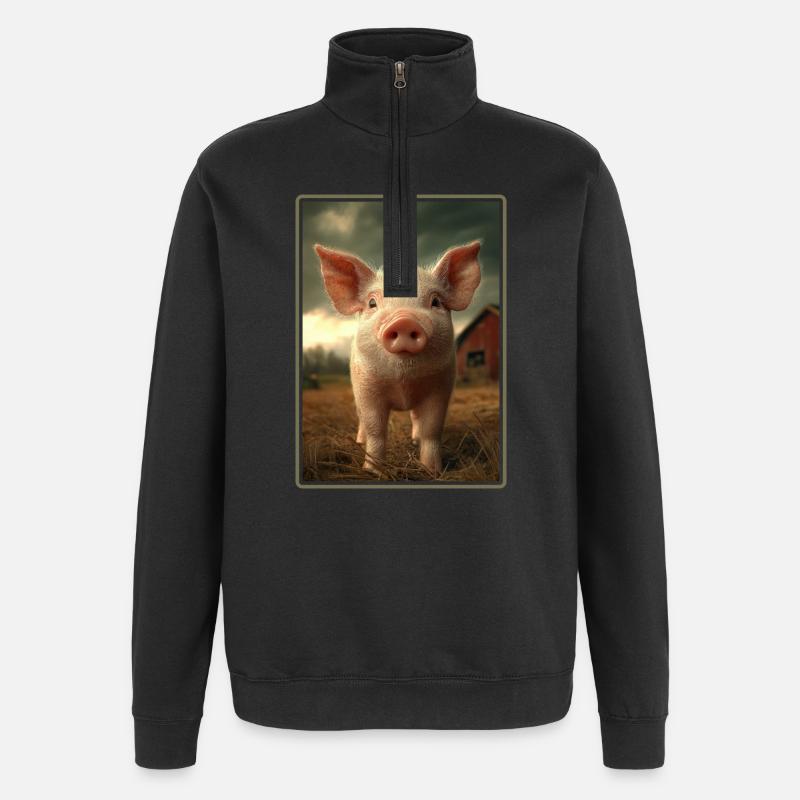 Schweine Schwein - Quarter-Zip-Sweatshirt - Schwarz
