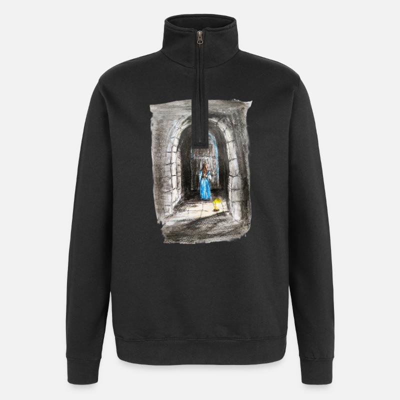 Torbogen-Maiden-Laternenlicht - Quarter-Zip-Sweatshirt - Schwarz