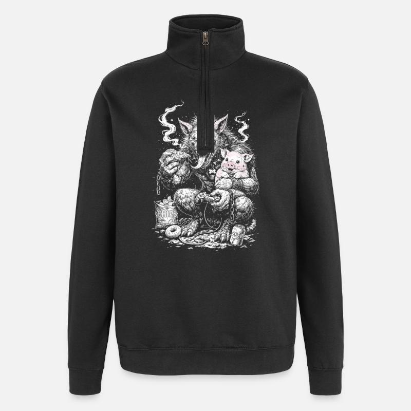 Innerer Schweinehund - Quarter-Zip-Sweatshirt - Schwarz
