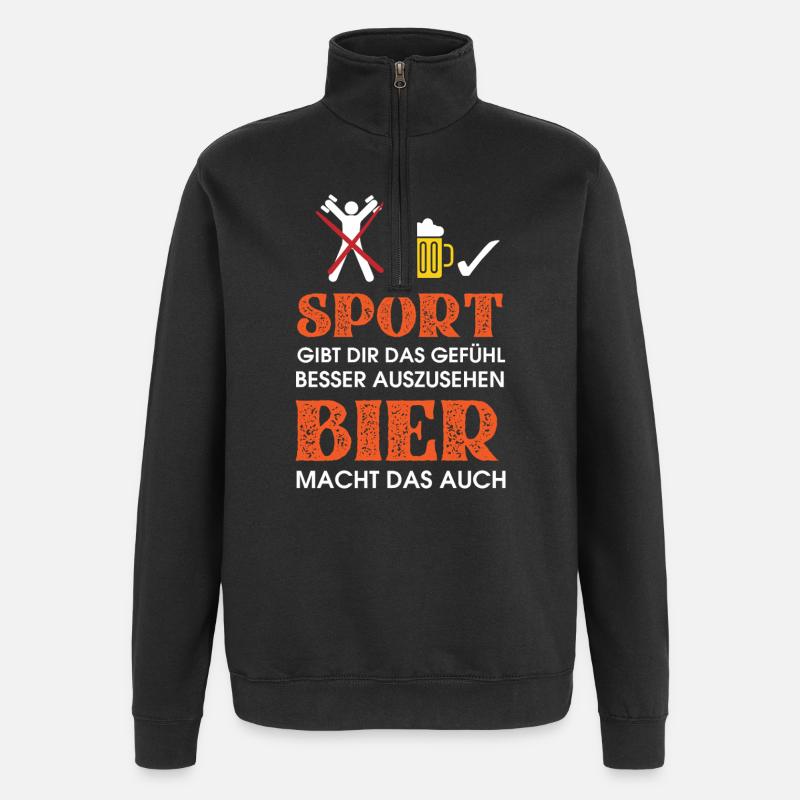 Sport? Bier macht das auch - Quarter-Zip-Sweatshirt - Schwarz