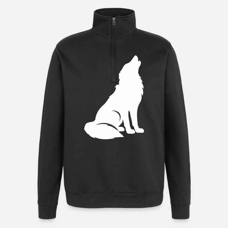 Silhouette de loup - Sweat à zip 1/4 - noir