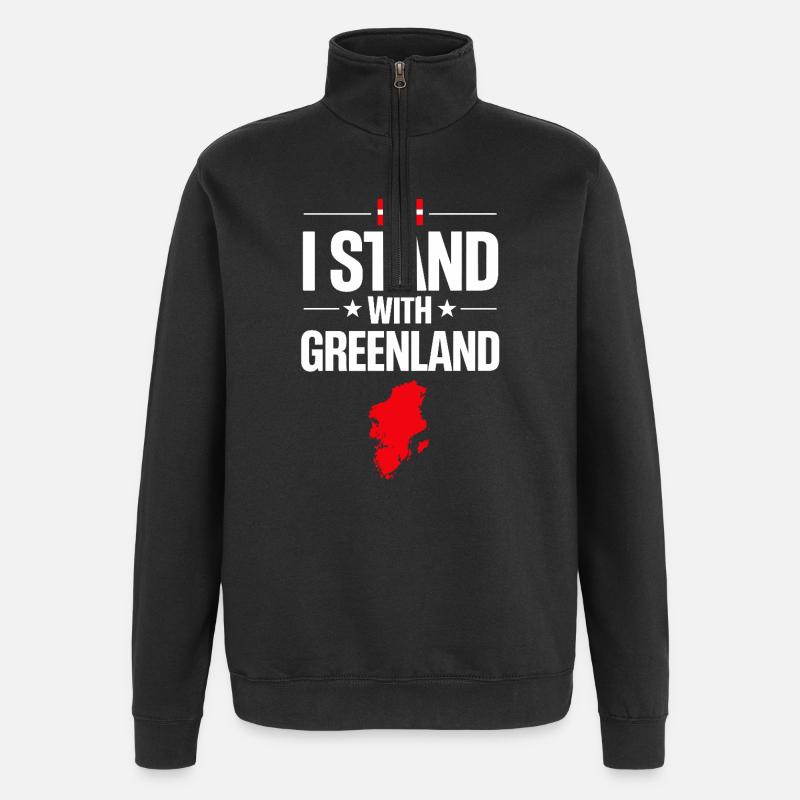 Greenland Flag Card Support - Quarter-Zip Sweatshirt - black
