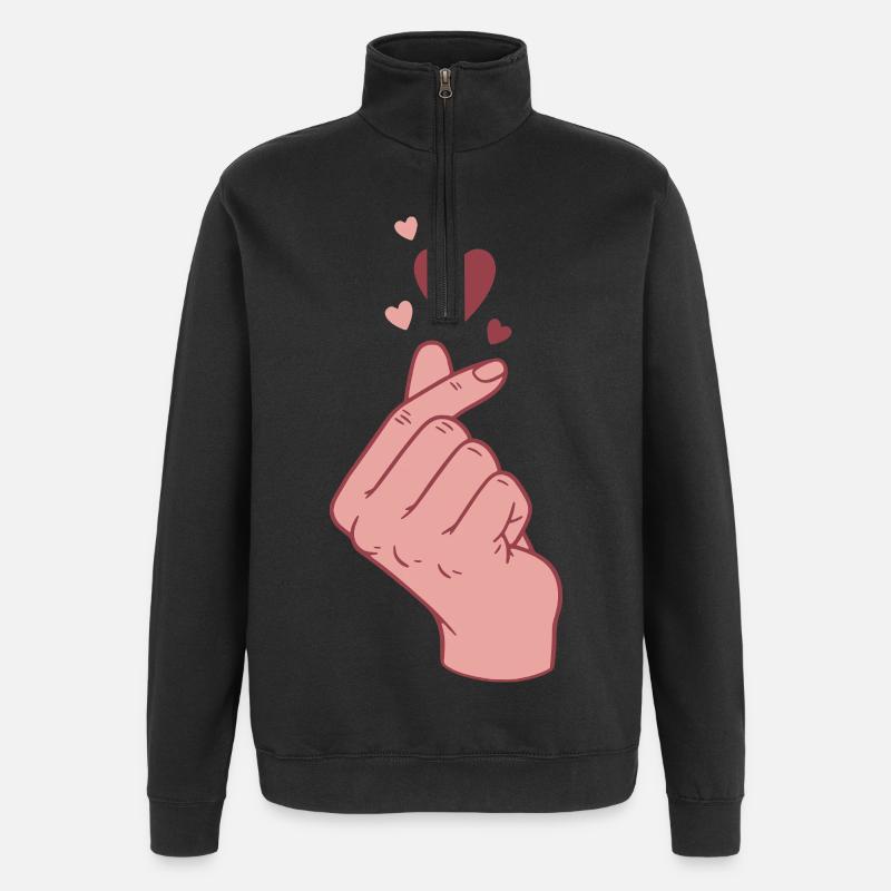 Kpop Cœur de doigt Coréen Pop Amour mignon Coréen - Sweat à zip 1/4 - noir