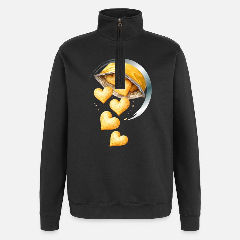 Heart Shaped Chips Illustration - Quarter-Zip Sweatshirt - black
