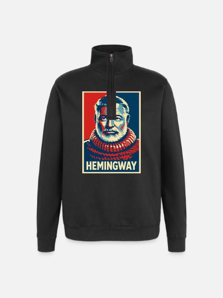 Hemingway Pop-Art-Porträt - Quarter-Zip-Sweatshirt - Schwarz