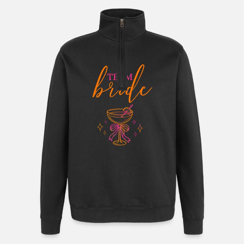 TEAM BRIDE! Cocktailglas mit Schleife - Quarter-Zip-Sweatshirt - Schwarz