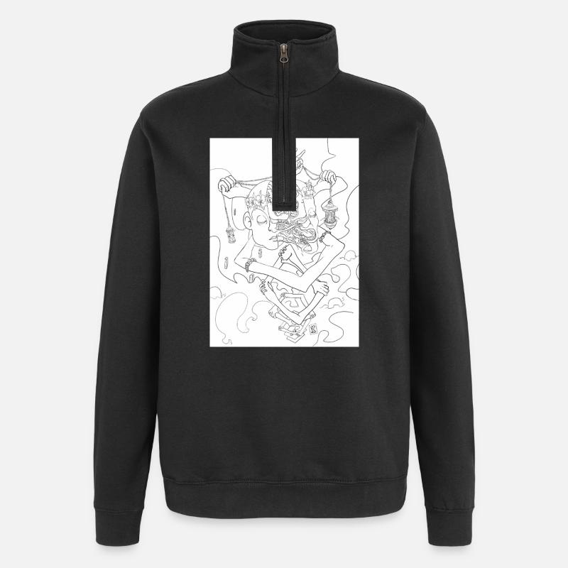 Isolated Craziness, Black and White variant - Sweat à zip 1/4 - noir