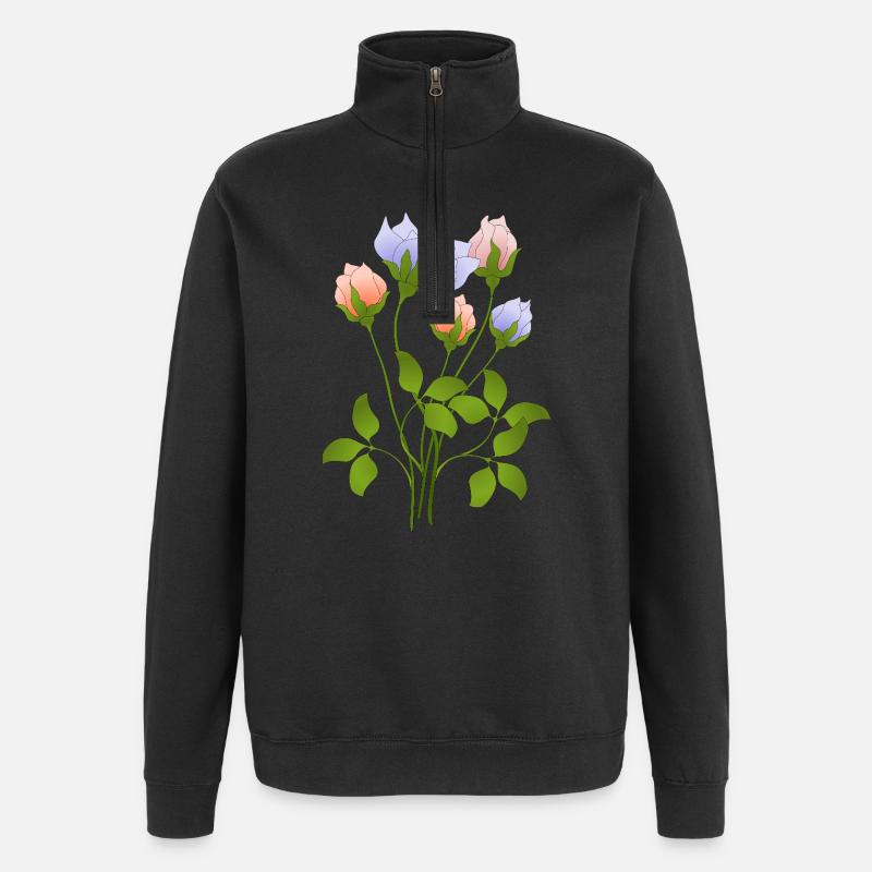 Fleur - Sweat à zip 1/4 - noir