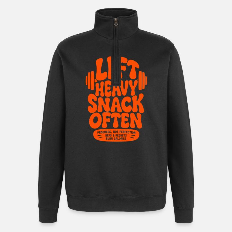 Lift Heavy Snack Often - Quarter-Zip-Sweatshirt - Schwarz