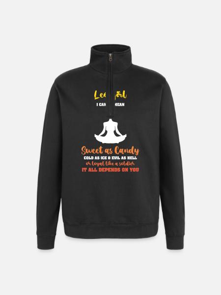 Zodiac sign Leo - Quarter-Zip Sweatshirt - black