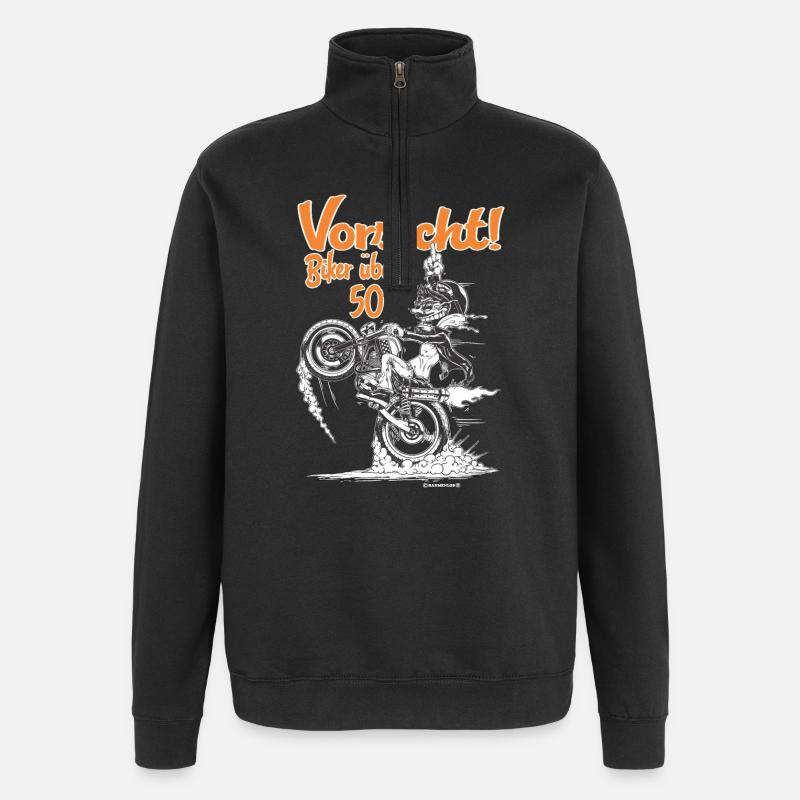 Bikerdesign Biker über 50 - Quarter-Zip-Sweatshirt - Schwarz