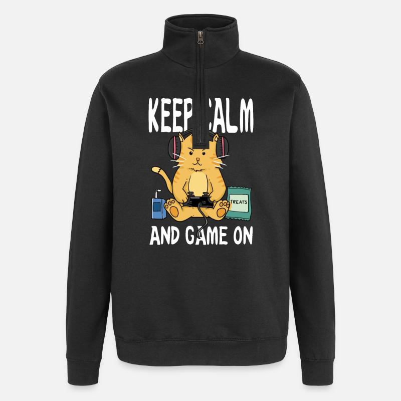 keep calm and game on - Quarter-Zip Sweatshirt - black