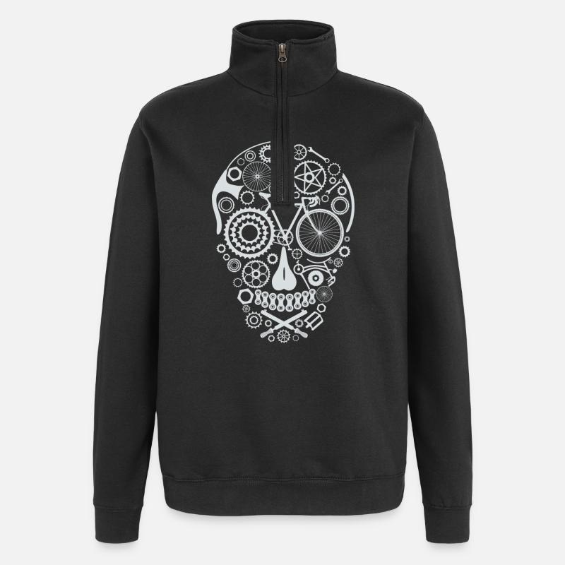 Bicycle Skull light grey - Quarter-Zip-Sweatshirt - Schwarz