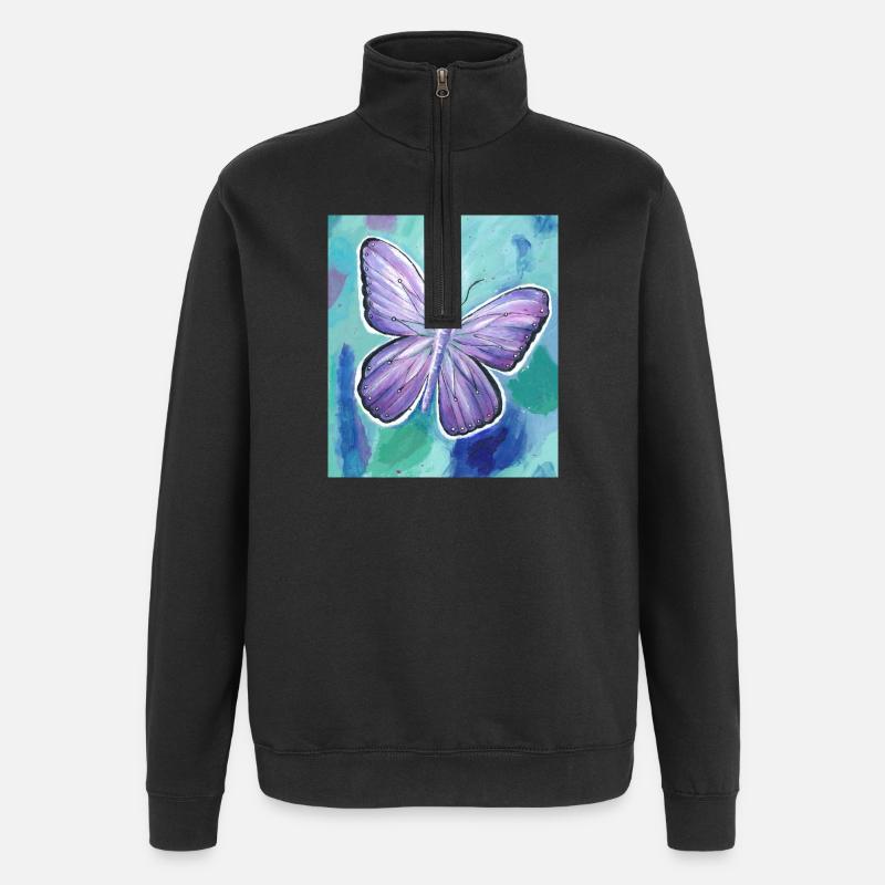 papillon - Sweat à zip 1/4 - noir