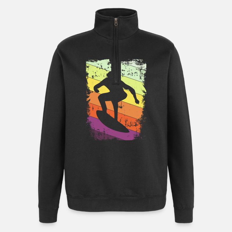 Surfer Surfen - Quarter-Zip-Sweatshirt - Schwarz