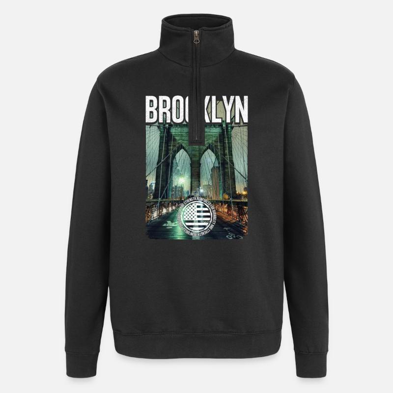Brooklyn Birdge - Quarter-Zip-Sweatshirt - Schwarz