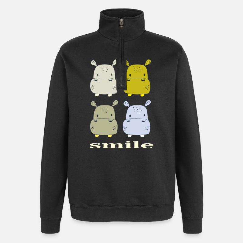nilpferd smile - Quarter-Zip-Sweatshirt - Schwarz