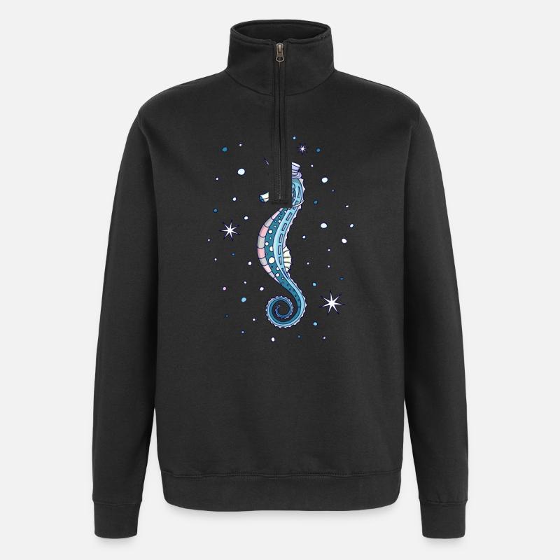 Seepferdchen süßes Motiv - Quarter-Zip-Sweatshirt - Schwarz