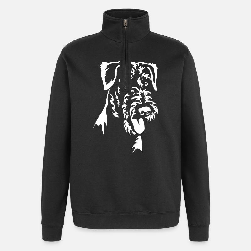 Airedale Terrier Head "Black Edition" - Quarter-Zip Sweatshirt - black
