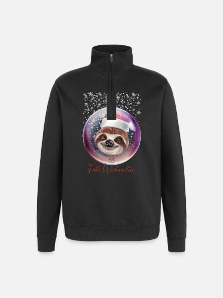 Frohe Weihnachten Weihnachtsoutfit Faultier - Quarter-Zip-Sweatshirt - Schwarz
