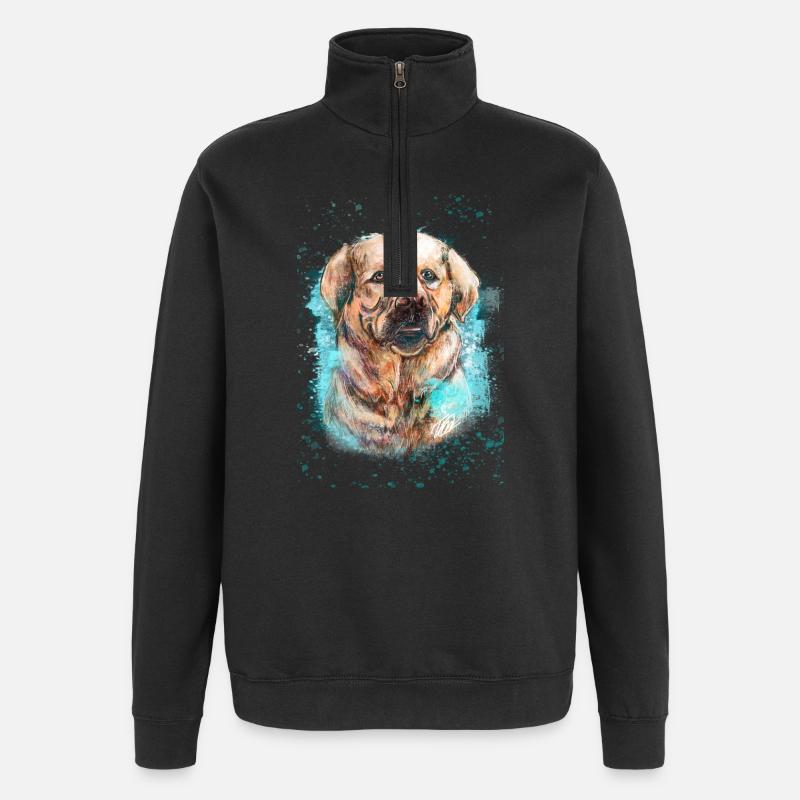Labrador Hund. - Quarter-Zip-Sweatshirt - Schwarz