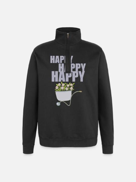 WHEELBARROWS HAPPY - Quarter-Zip Sweatshirt - black
