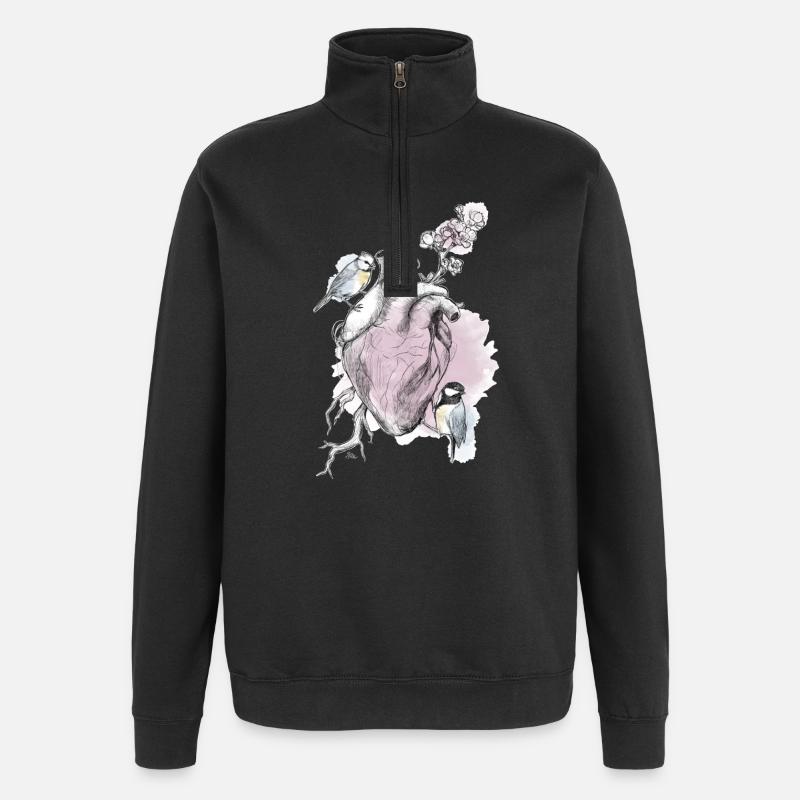 and heart - Quarter-Zip Sweatshirt - black