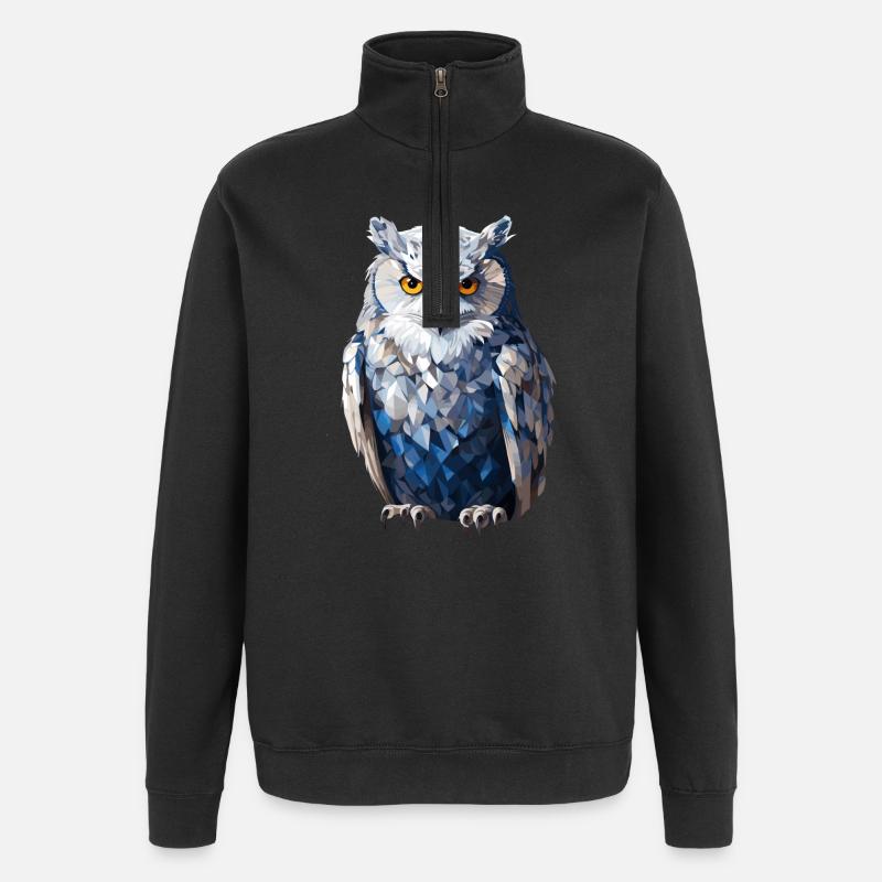 Schnee - Eule im Polygon Stil - Quarter-Zip-Sweatshirt - Schwarz