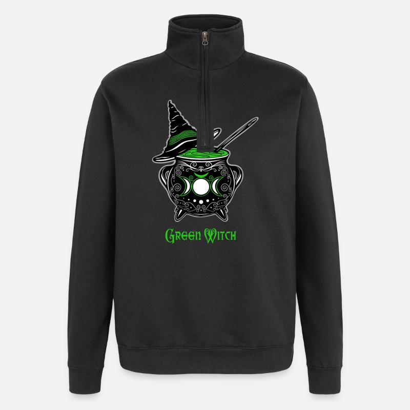 Cauldron Witch Green Witch Cauldron - Quarter-Zip Sweatshirt - black
