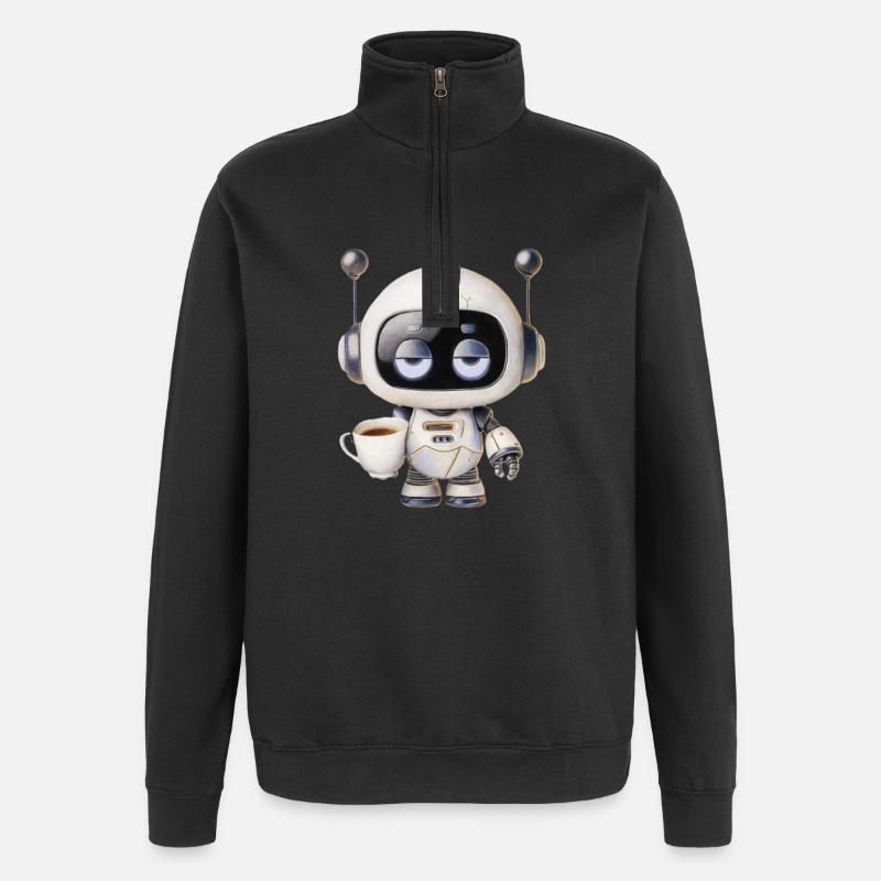 Robot Café - Sweat à zip 1/4 - noir