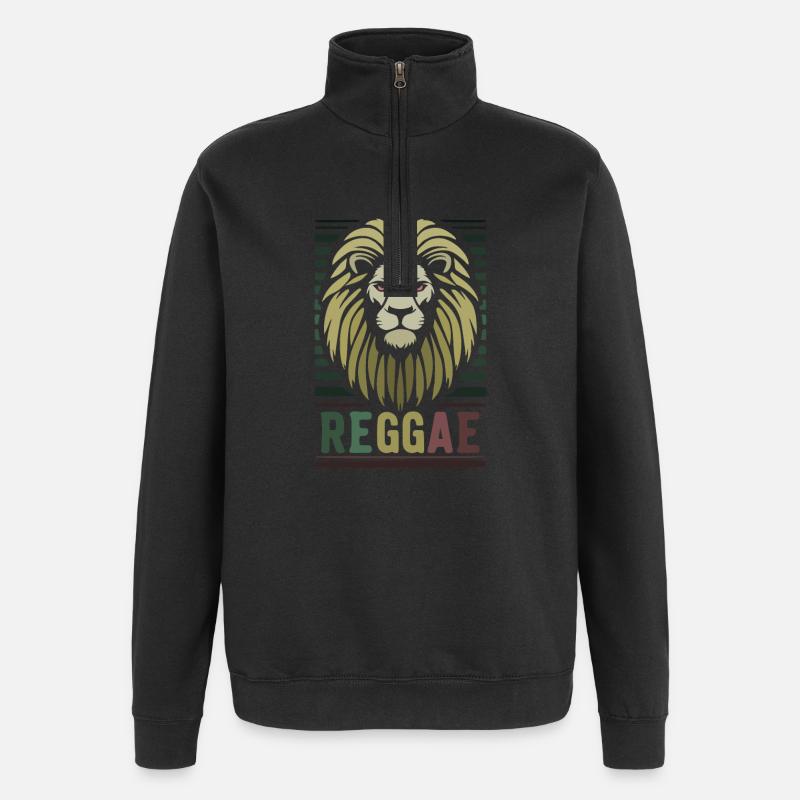 reggae music conquering lion - Sweat à zip 1/4 - noir