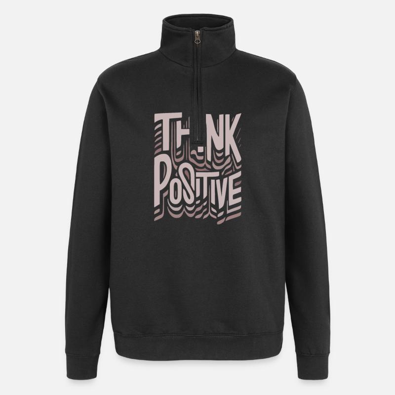 Positiv denken - Quarter-Zip-Sweatshirt - Schwarz