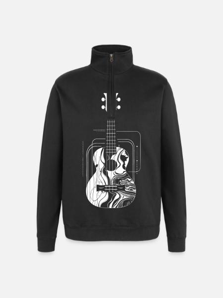Ukulele Drawing - Quarter-Zip Sweatshirt - black