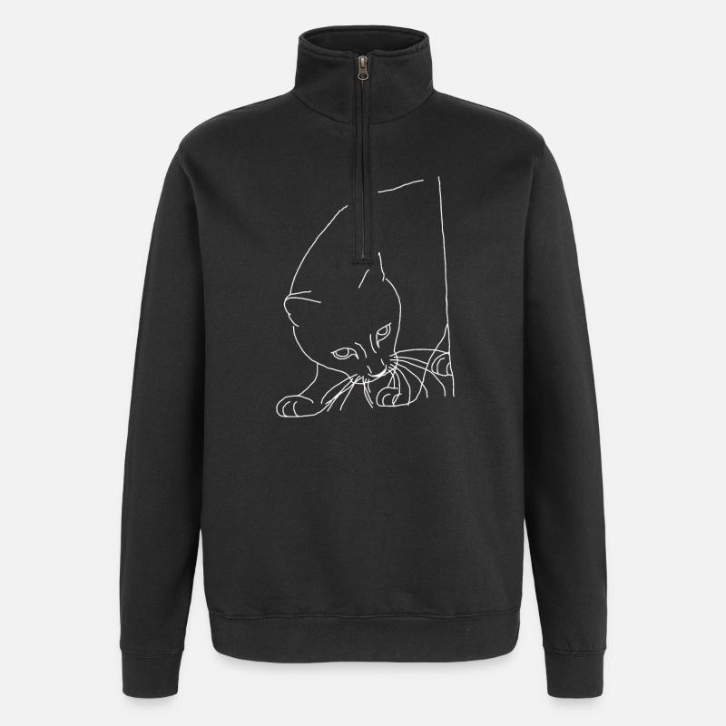 Chat - Sweat à zip 1/4 - noir