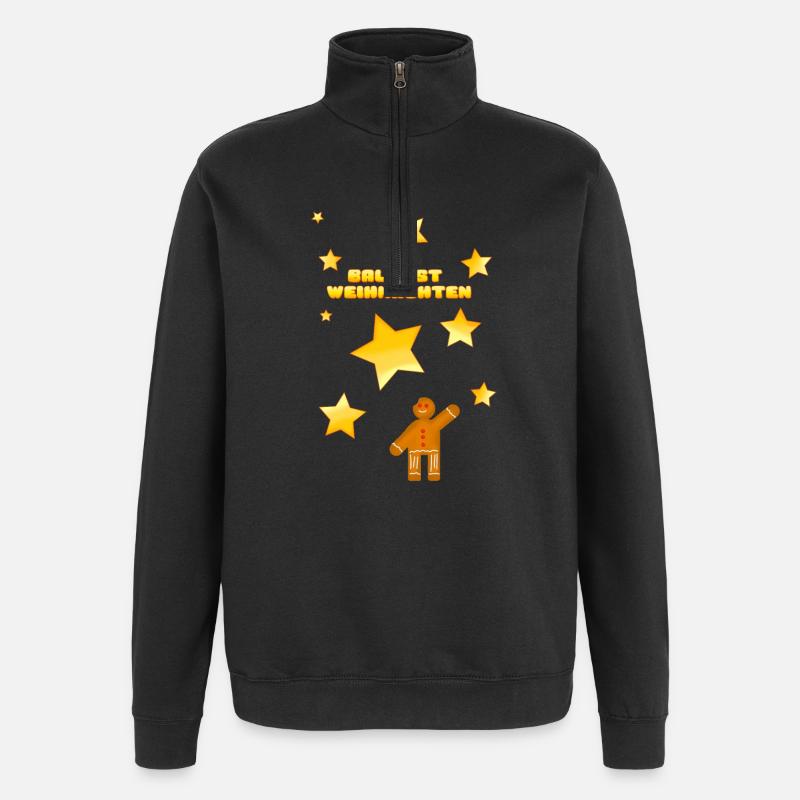 Noël approche à grands pas - Sweat à zip 1/4 - noir
