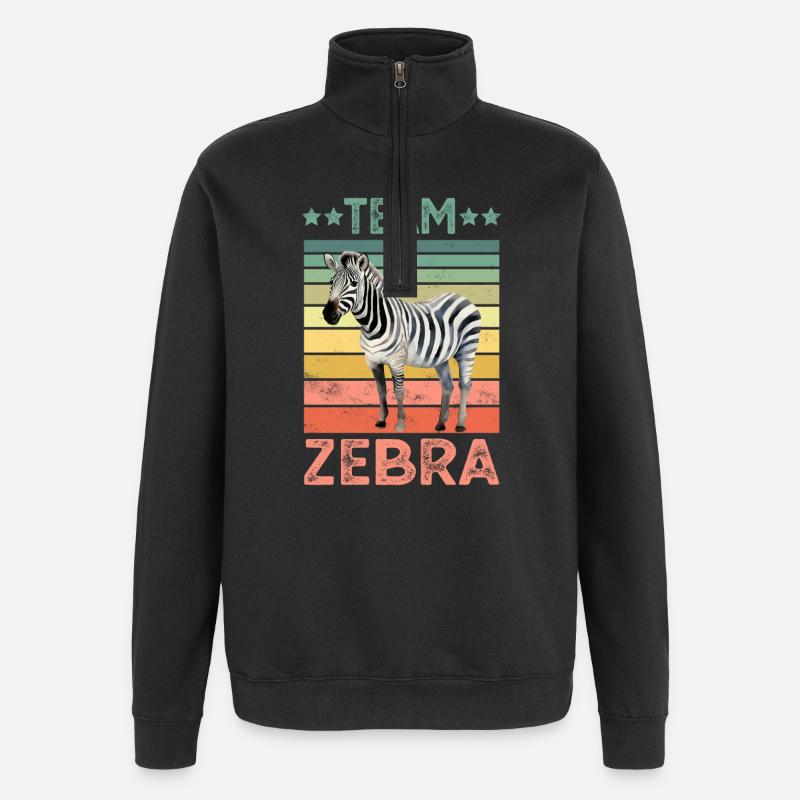Zebra - Quarter-Zip-Sweatshirt - Schwarz