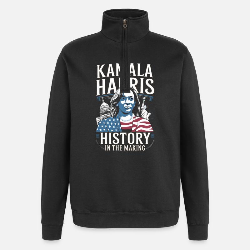 Kamala Harris wird Geschichte schreiben - Quarter-Zip-Sweatshirt - Schwarz
