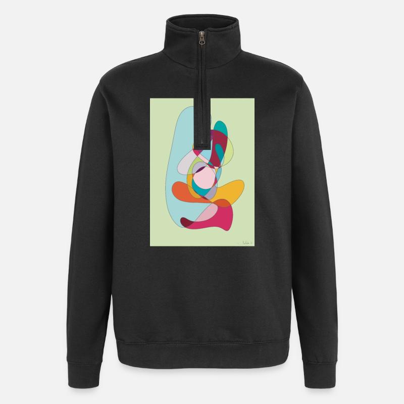Abstrakte Farbflächen Komposition - Quarter-Zip-Sweatshirt - Schwarz