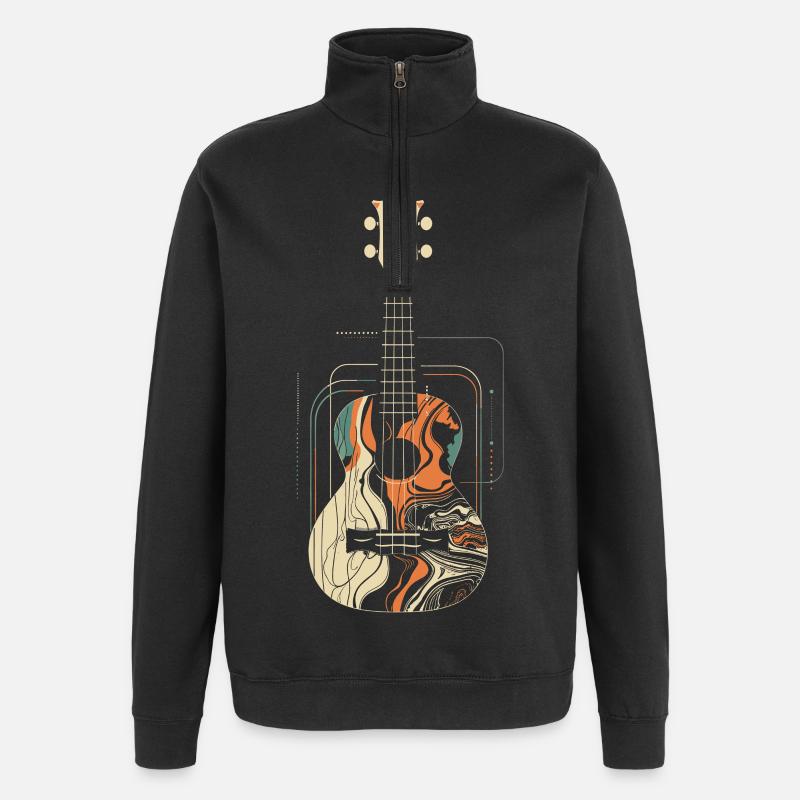 Graphiques Ukulele - Sweat à zip 1/4 - noir
