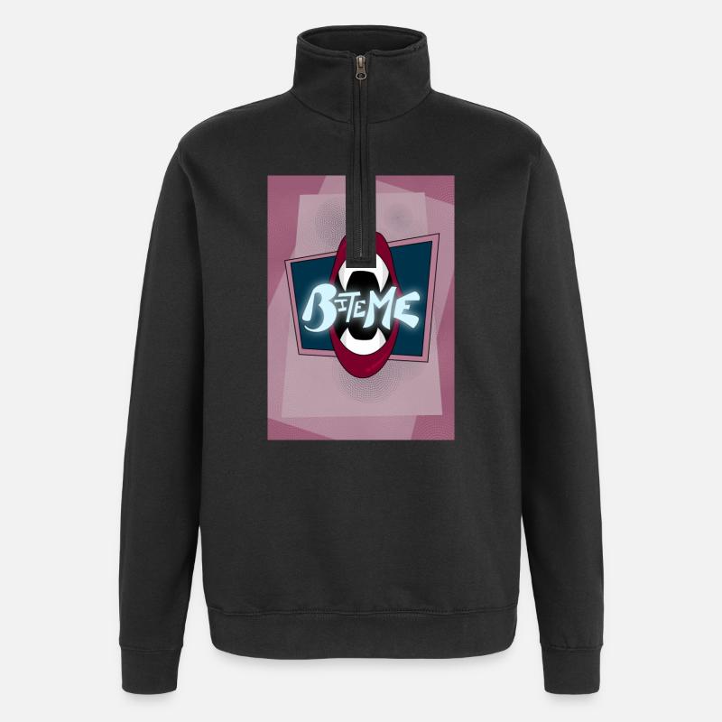 Bite Me!! - Quarter-Zip Sweatshirt - black