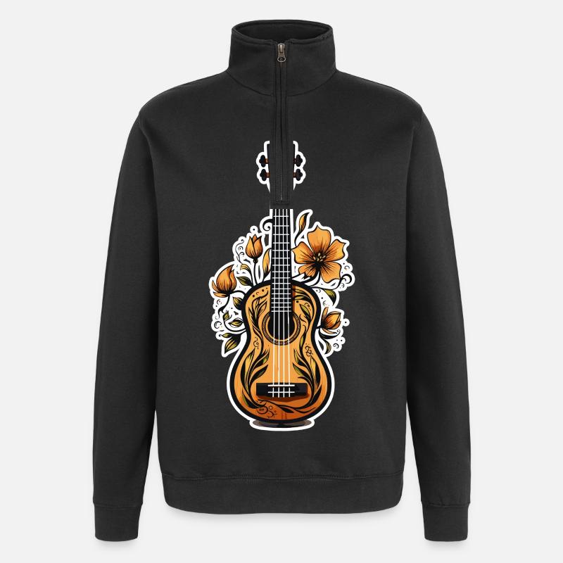 Graphiques Ukulele - Sweat à zip 1/4 - noir