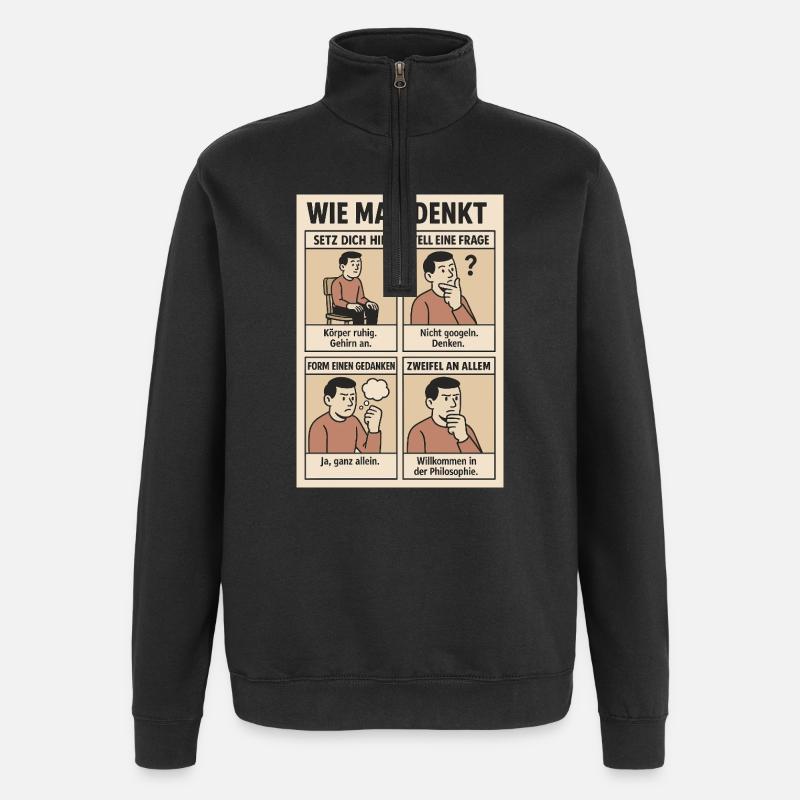 Wie man denkt - Quarter-Zip-Sweatshirt - Schwarz