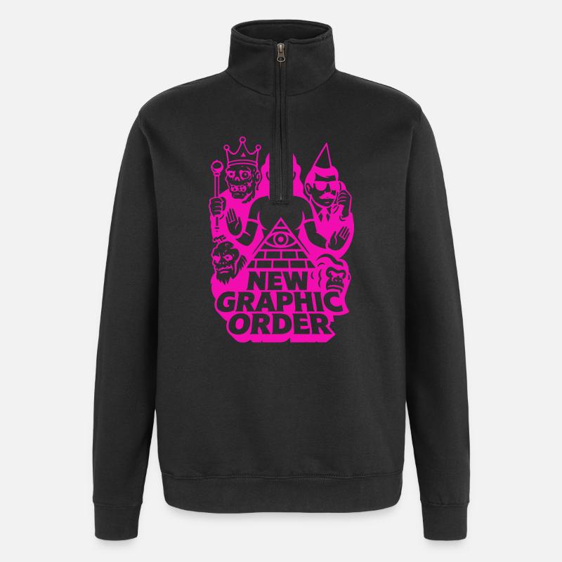 Nouvelle commande graphique Pulp Art rose - Sweat à zip 1/4 - noir