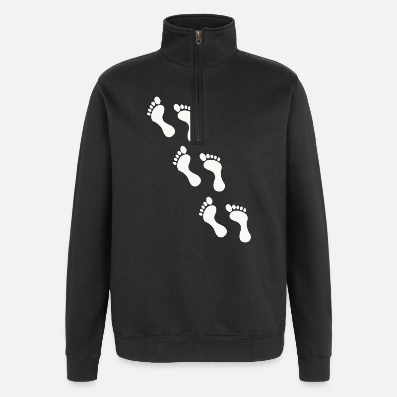 Small footprints on black - Quarter-Zip Sweatshirt - black