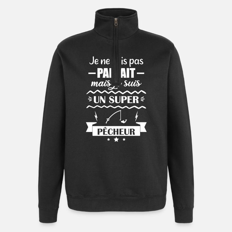Super Pêcheur Passion Nature pêche - Sweat à zip 1/4 - noir