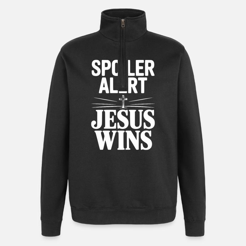 Spoilerwarnung: Jesus gewinnt! - Quarter-Zip-Sweatshirt - Schwarz