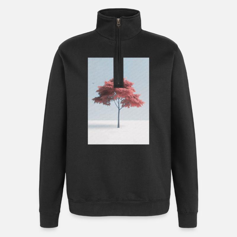 Minimal Japanese Maple Tree Art - Quarter-Zip Sweatshirt - black