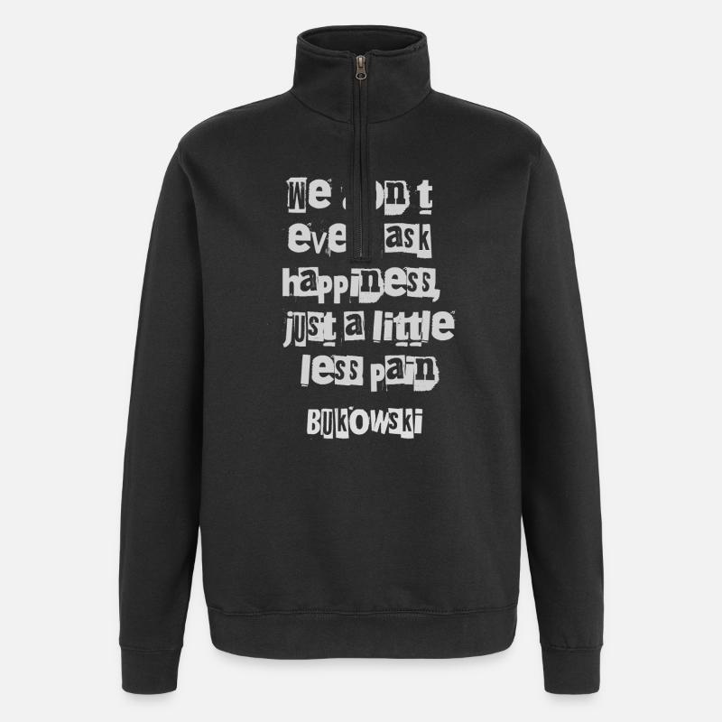 Charles Bukowskis fragmentierte Typografie - Quarter-Zip-Sweatshirt - Schwarz